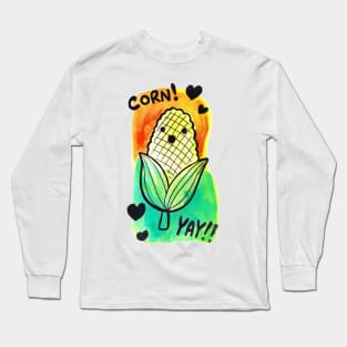 Watercolor Corn! Yay! Long Sleeve T-Shirt